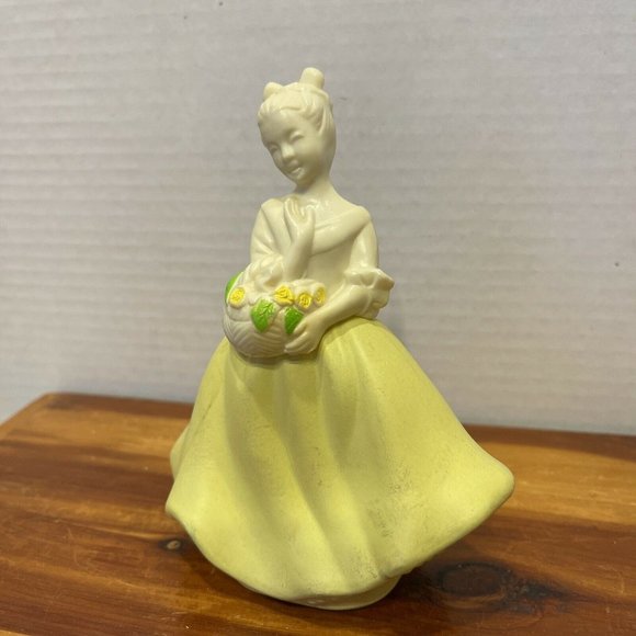 Vintage Avon "Cotillion" Girl w/ Flower Basket Cologne Bottle / 5 5/8" H Empty - Picture 2 of 8